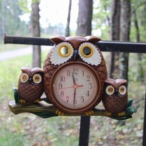 Charming Brown Owl Family Wall Clock